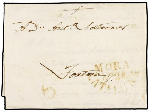 ✉ ESPAÑA: PREFILATELIA. 1844. MORA DE EBRO a TORTOSA. Marca 