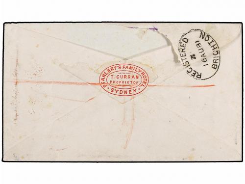 ✉ AUSTRALIA. 1881. SYDNEY to ENGLAND. Registered envelope fr