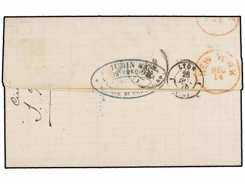 ✉ JAPON. 1876. YOKOHAMA to LYON. Letter sheet franked with 1