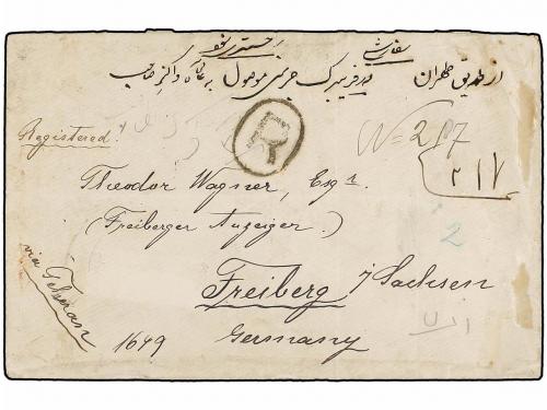 ✉ IRAN. 1897. BOUSHIR to GERMANY. Large registered envelope 