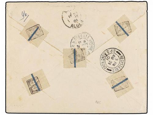 ✉ INDOCHINA FRANCESA. 1901. HAIPONG to ALGER. Registered cov