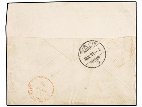 ✉ COSTA DE ORO. 1881. ACCRA to SWITZERLAND. Envelope franked