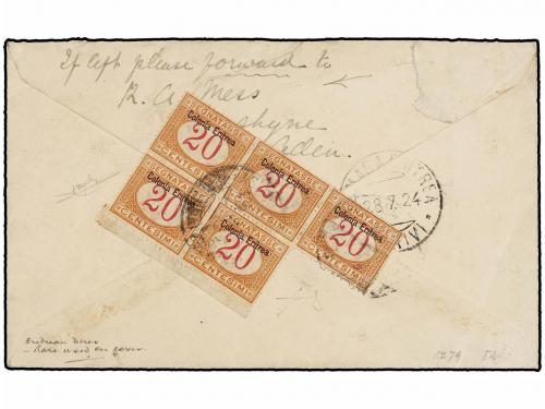 ✉ ERITREA. 1924. GRAN BRETAÑA a ASMARA (Eritrea). 1 1/2 d. c