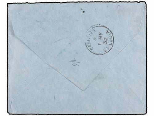 ✉ FALKLAND. 1932. FALKLAND to ST. LUCIA. 1/2 d. green taxed 