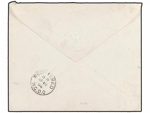 ✉ FALKLAND. 1894. FALKLAND to LONDON. Registered envelope fr