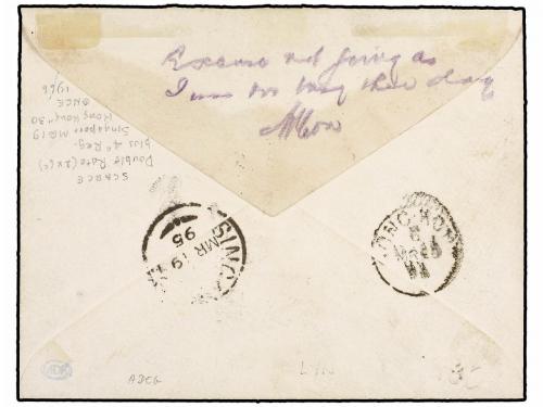 ✉ LABUAN. 1895. LABUAN to HONG KONG. Registered envelope fra