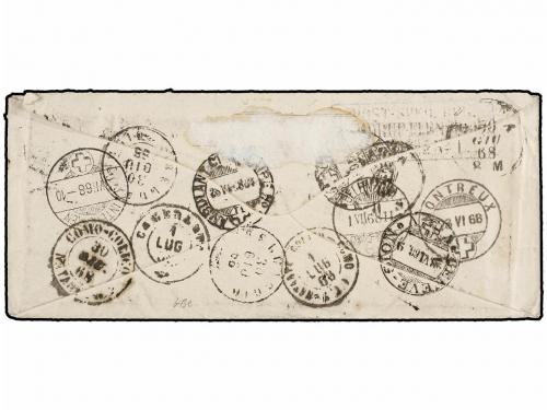 ✉ DINAMARCA. 1868. FREDERICIA to SWITZERLAND. Envelope frank