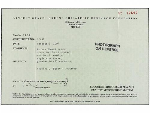 ✉ PRINCIPE EDUARDO. Sc. 5a (2), 7. 1869. Registered cover to