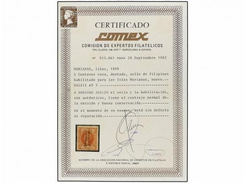 * COLONIAS ESPAÑOLAS: MARIANAS. Ed. 3. 5 cts. rosa. MAGNÍFIC