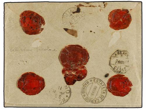 ✉ ESPAÑA. Ed. 202, 204, 210. 1894. MÁLAGA a MILAN. 10 cts., 