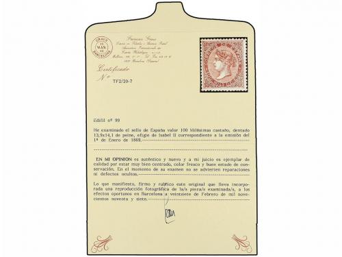 * ESPAÑA. Ed. 99. 100 mils. castaño. Bien centrado. MAGNÍFIC