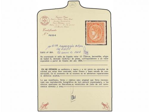 * ESPAÑA. Ed. 100A. 12 cuartos bermellón. Excelente color. S