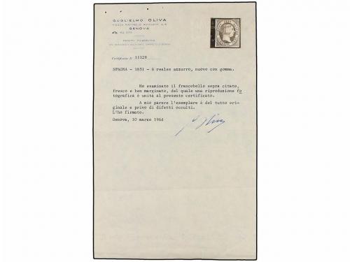 (*) ESPAÑA. Ed. 10. 6 reales azul. PIEZA DE LUJO. Cert. COME