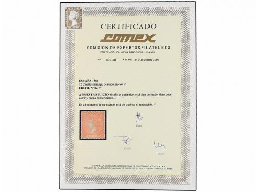 * ESPAÑA. Ed. 82. 12 cuartos naranja. PIEZA DE LUJO. Cert. C
