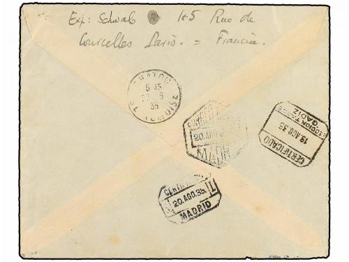 ✉ ESPAÑA. Ed. 690/93. 1935. SANTA CRUZ DE TENERIFE a FRANCIA