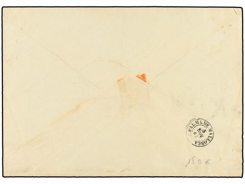 ✉ ESPAÑA. Ed. 96. 1867. INCA a PALMA. 50 mils. castaño. Bloq