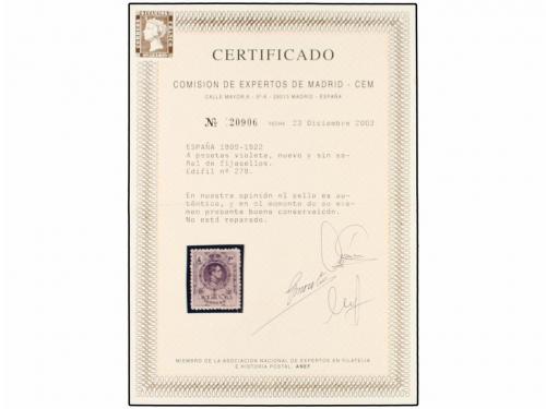 ** ESPAÑA. Ed. 279. 4 pts. violeta. Buen centraje.MAGNÍFICO.