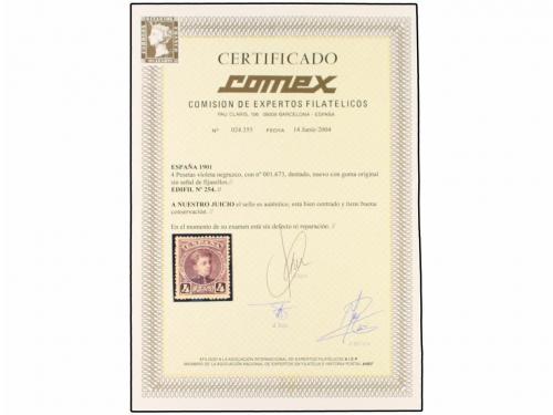 ** ESPAÑA. Ed. 254. 4 pts. violeta negro. PIEZA DE LUJO. Cer
