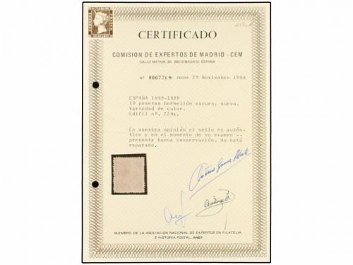 * ESPAÑA. Ed. 228. 10 pts. naranja. PIEZA DE LUJO. Cert. CEM