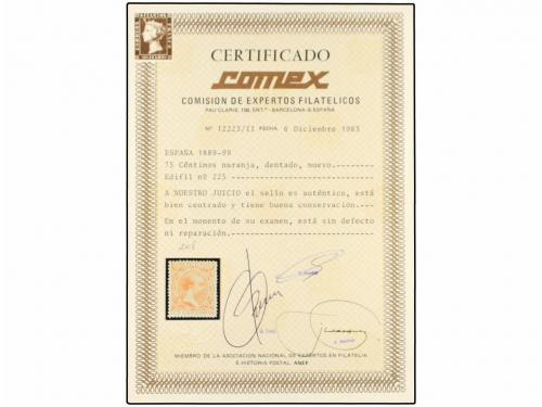 ** ESPAÑA. Ed. 225. 75 cts. naranja. PIEZA DE LUJO. Cert. CO