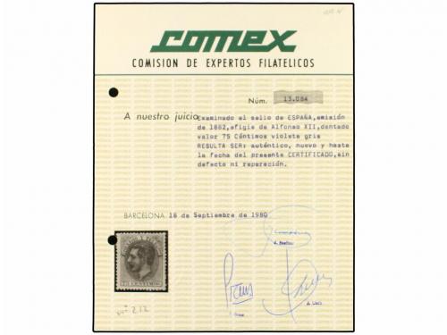 * ESPAÑA. Ed. 212. 75 cts. gris. Color y centraje excepciona