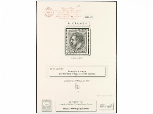 * ESPAÑA. Ed. 205. 40 cts. castaño. PIEZA DE LUJO. Dictamen 