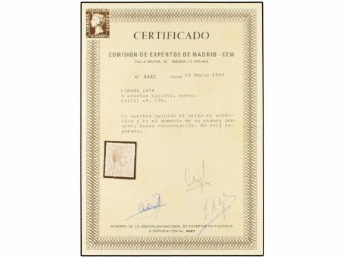 (*) ESPAÑA. Ed. 198. 4 pts. violeta. PIEZA DE LUJO. Cert. CE