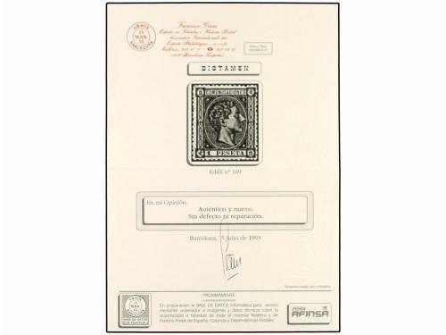 (*) ESPAÑA. Ed. 169. 1 pta. negro. MAGNÍFICO EJEMPLAR. Dicta