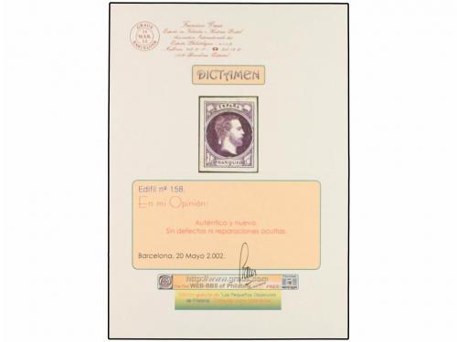 * ESPAÑA. Ed. 158. 1 real violeta. PIEZA DE LUJO. Dictamen G