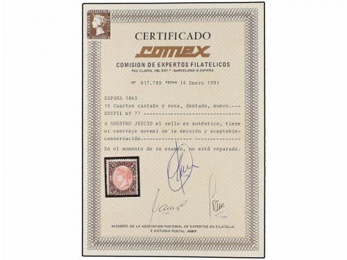 * ESPAÑA. Ed. 77. 19 cuartos castaño y rosa. Color muy fresc