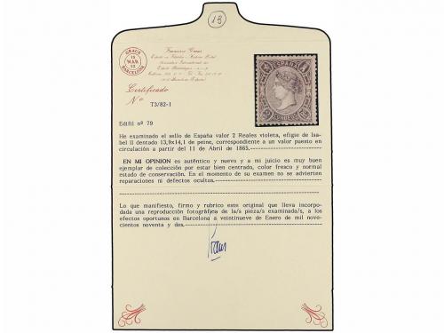 * ESPAÑA. Ed. 79. 2 reales lila. EXCELENTE centraje para est