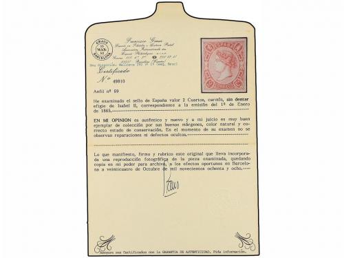 (*) ESPAÑA. Ed. 69. 2 cuartos carmín. MAGNÍFICO EJEMPLAR. Ce