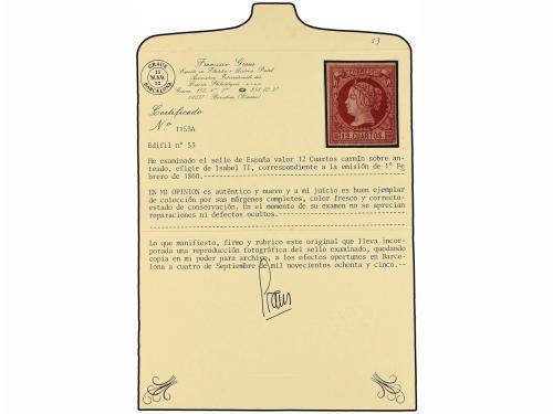 (*) ESPAÑA. Ed. 53. 12 cuartos carmín. MAGNÍFICO EJEMPLAR. C