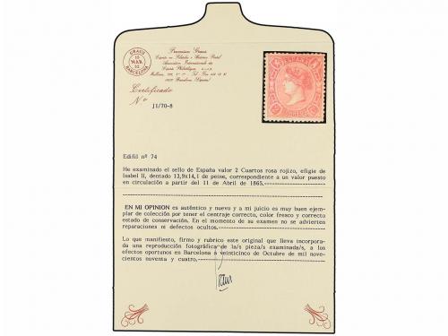 * ESPAÑA. Ed. 74. 2 cuartos rosa. EXCELENTE CENTRAJE para es