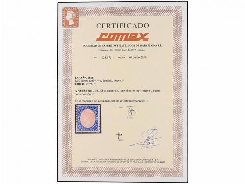 * ESPAÑA. Ed. 76. 12 cuartos azul y rosa. EXCELENTE CENTRAJE