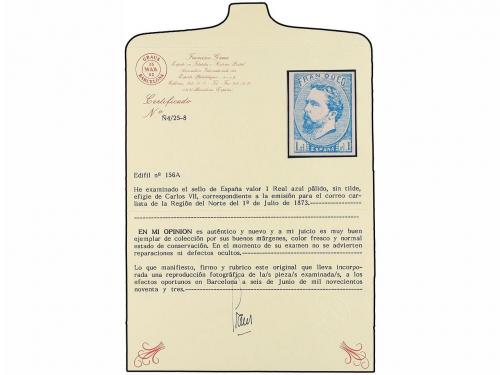 * ESPAÑA. Ed. 156A. 1 real azul, tipo II. PIEZA DE LUJO. Cer