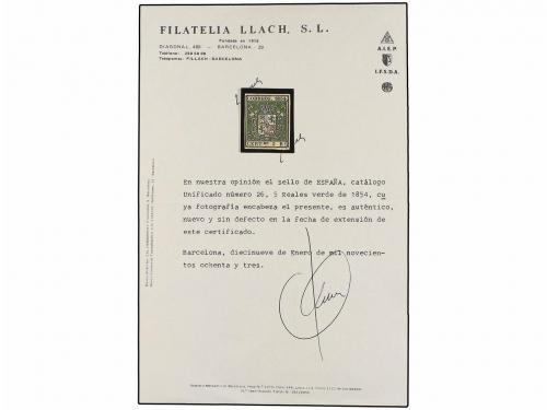 (*) ESPAÑA. Ed. 26. 5 reales verde. MAGNÍFICO EJEMPLAR. Cert