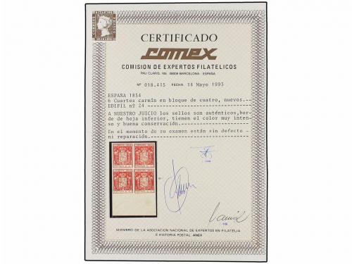 ** ESPAÑA. Ed. 24. 6 cuartos carmín. Borde de hoja. Excepcio