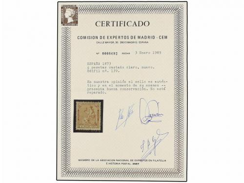 * ESPAÑA. Ed. 139. 4 pts. castaño rojo. MAGNÍFICO EJEMPLAR. 