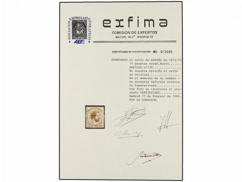 * ESPAÑA. Ed. 129. 10 pts. verde. Excelente centraje. Sello 