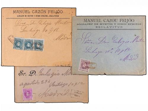 ✉ ESPAÑA. Ed. 242, 245. (1903-10). Cinco cartas con sello de
