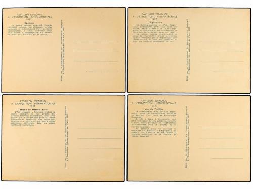 ✉ ESPAÑA GUERRA CIVIL. 1937. Cuatro Tarjetas del Pavallon Es