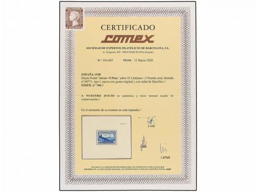 * ESPAÑA. Ed. 760. Aéreo + 5 pts. azul. Muy bonita, señal de