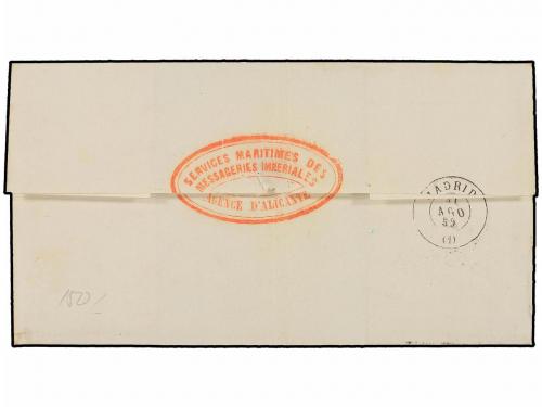 ✉ ESPAÑA. Ed. 48. 1859. ALICANTE a MADRID. 4 cuartos rojo, m