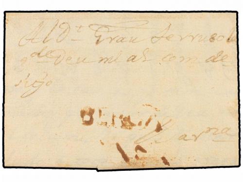 ✉ ESPAÑA: PREFILATELIA. (1740 CA.). BERGA a BARCELONA. Carta