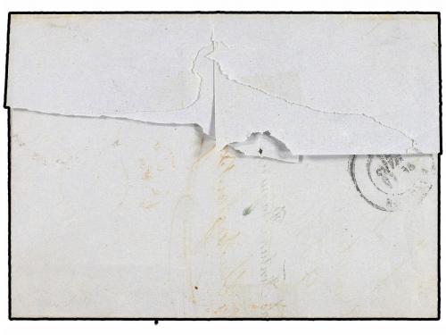 ✉ ESPAÑA. Ed. 106, 107. 1871. IRÚN a BAYONA. 25 mils. gris y