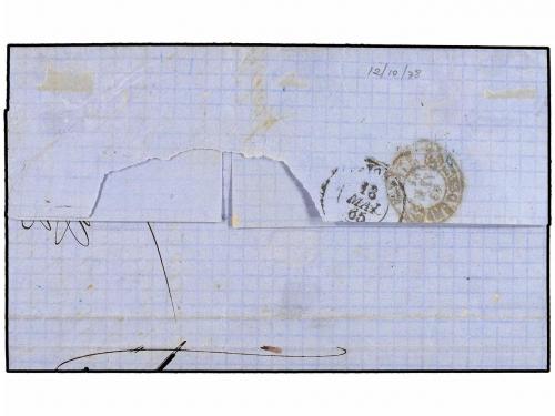 ✉ ESPAÑA. Ed. 75 (3). 1865. HARO a FRANCIA. 4 cuartos azul t