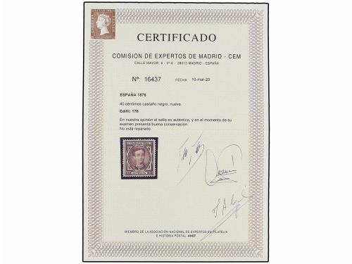 * ESPAÑA. Ed. 178. 40 cts. castaño oscuro. Centraje perfecto