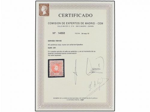 ** ESPAÑA. Ed. 251. 40 cts. rosa. Color y centraje excepcion