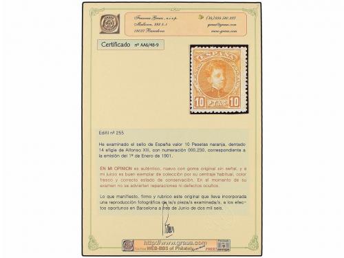** ESPAÑA. Ed. 255. 10 pts. naranja. Aceptable centraje para